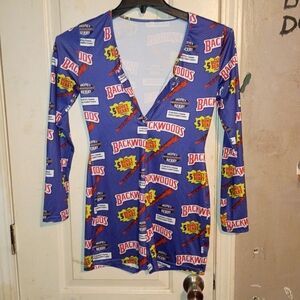 Backwoods Graphic Print Long Sleeve Top - Blue with Yellow & Red Logos